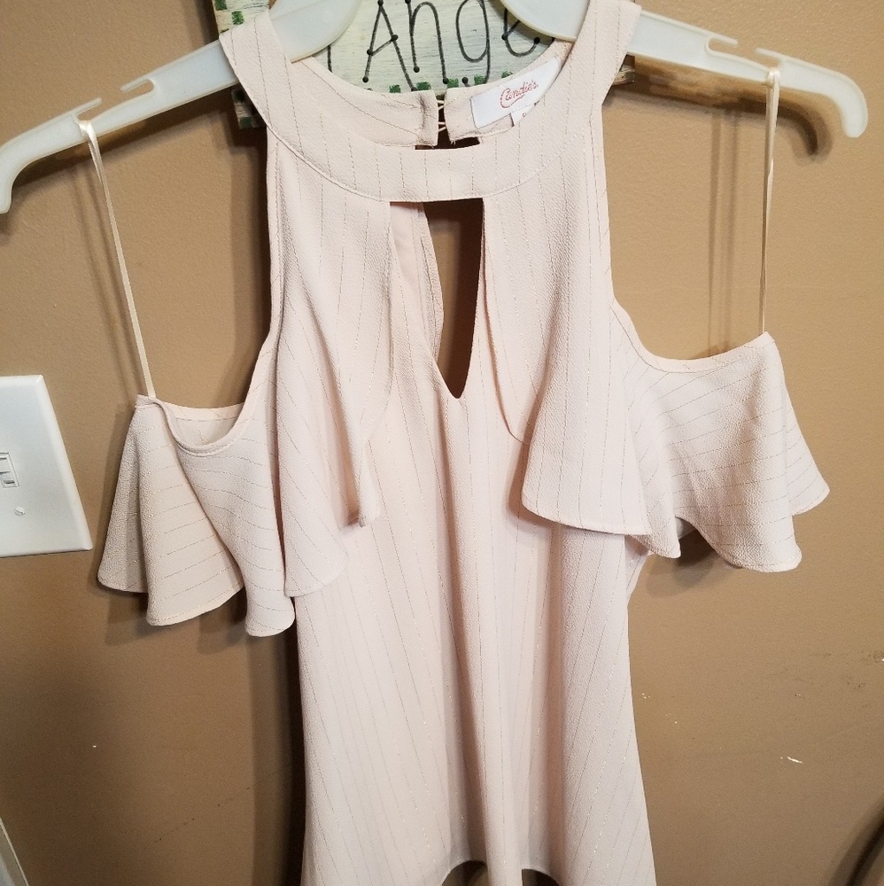 Candies blouse light pink with gold stripes NWOT